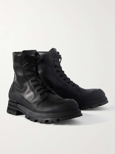 Alexander McQueen Wander Rubber-Trimmed Leather Boots outlook