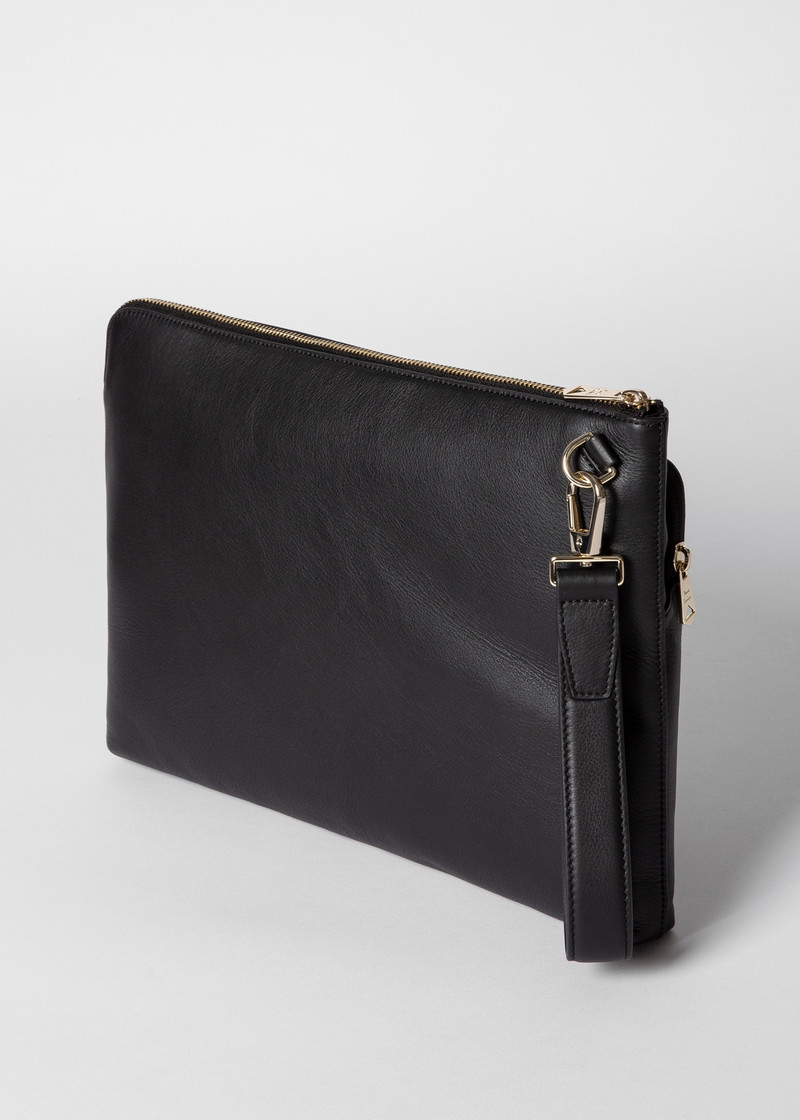 Black Leather 'Signature Stripe' Document Case 4