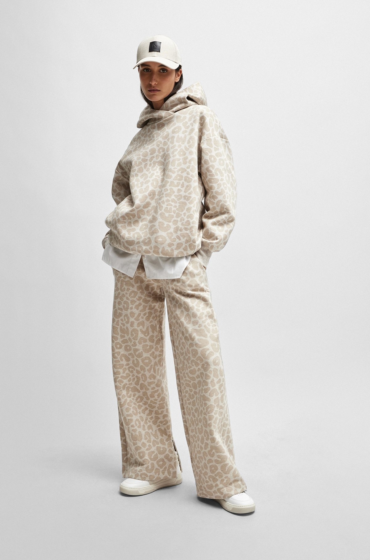 NAOMI X BOSS LONGLINE HOODIE WITH LEOPARD PATTERN - 3
