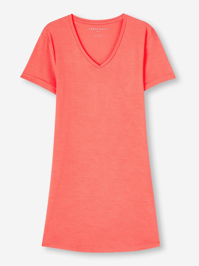 Women's V-Neck Sleep T-Shirt Lara Micro Modal Stretch Coral - 1