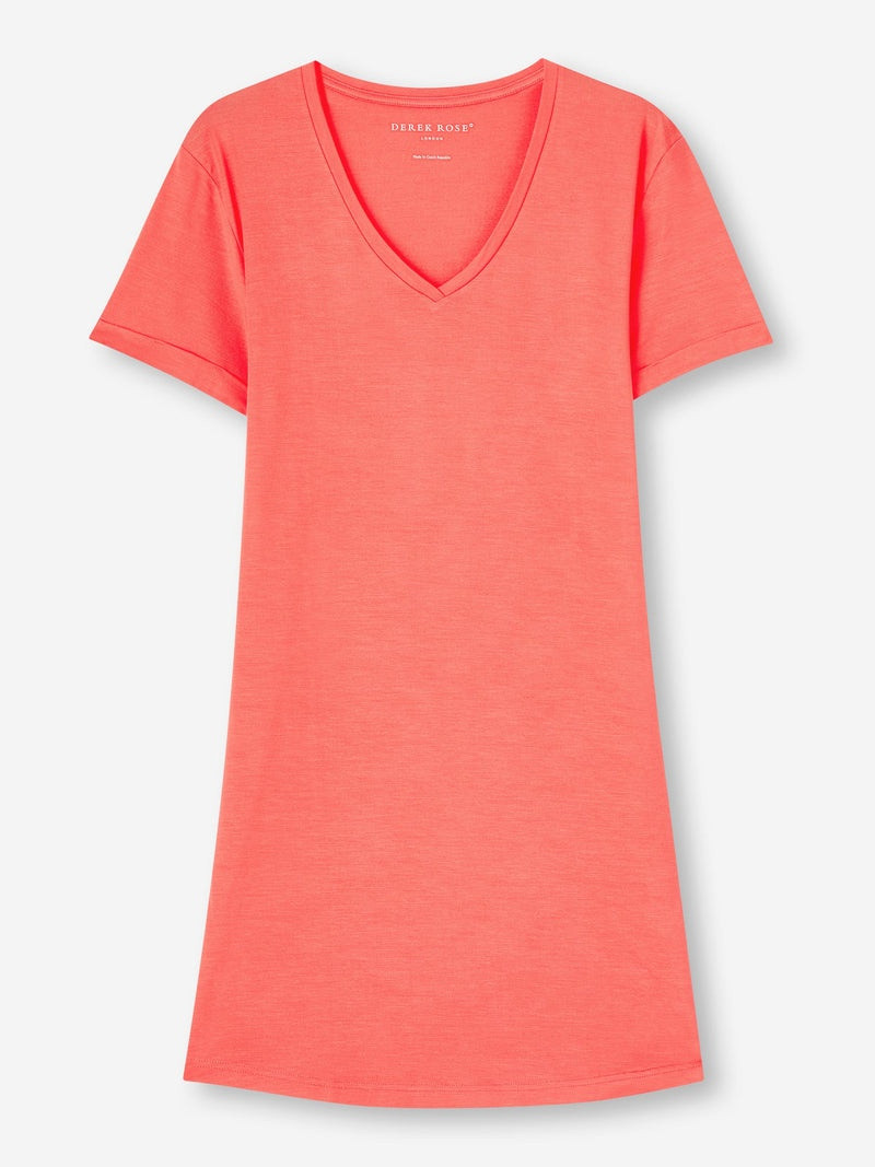 Women's V-Neck Sleep T-Shirt Lara Micro Modal Stretch Coral 1