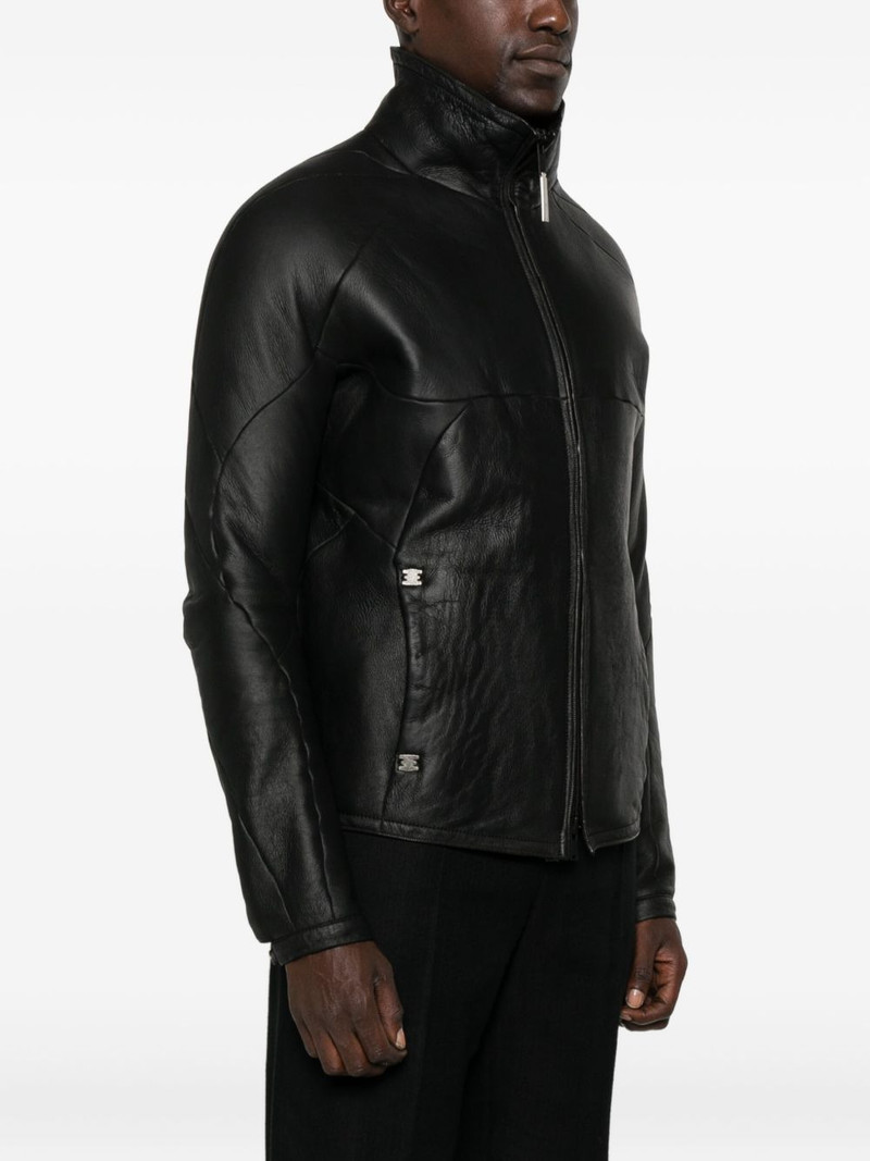 panelled zip-front leather jacket 3