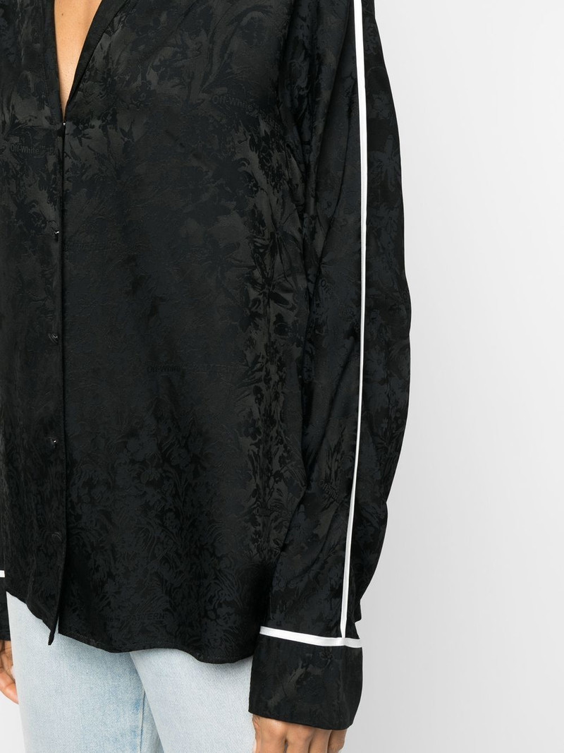 floral jacquard V-neck blouse 5