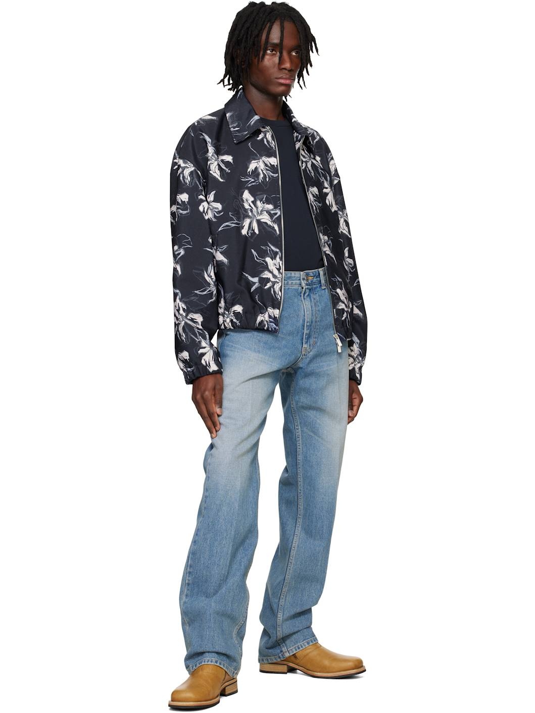Blue Straight Slim Bootscut Denim Jeans - 4