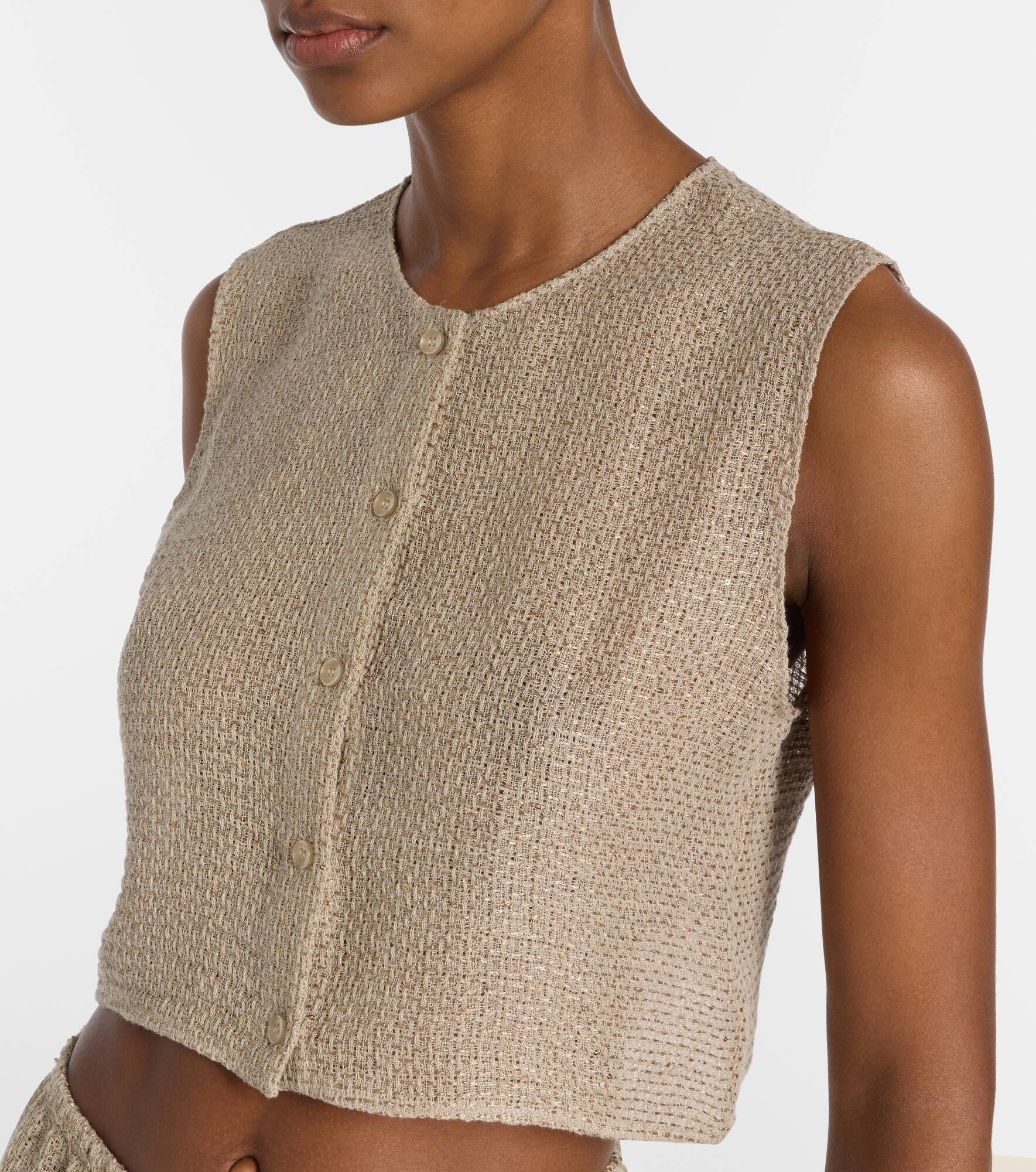 Stella sequined linen-blend top - 4