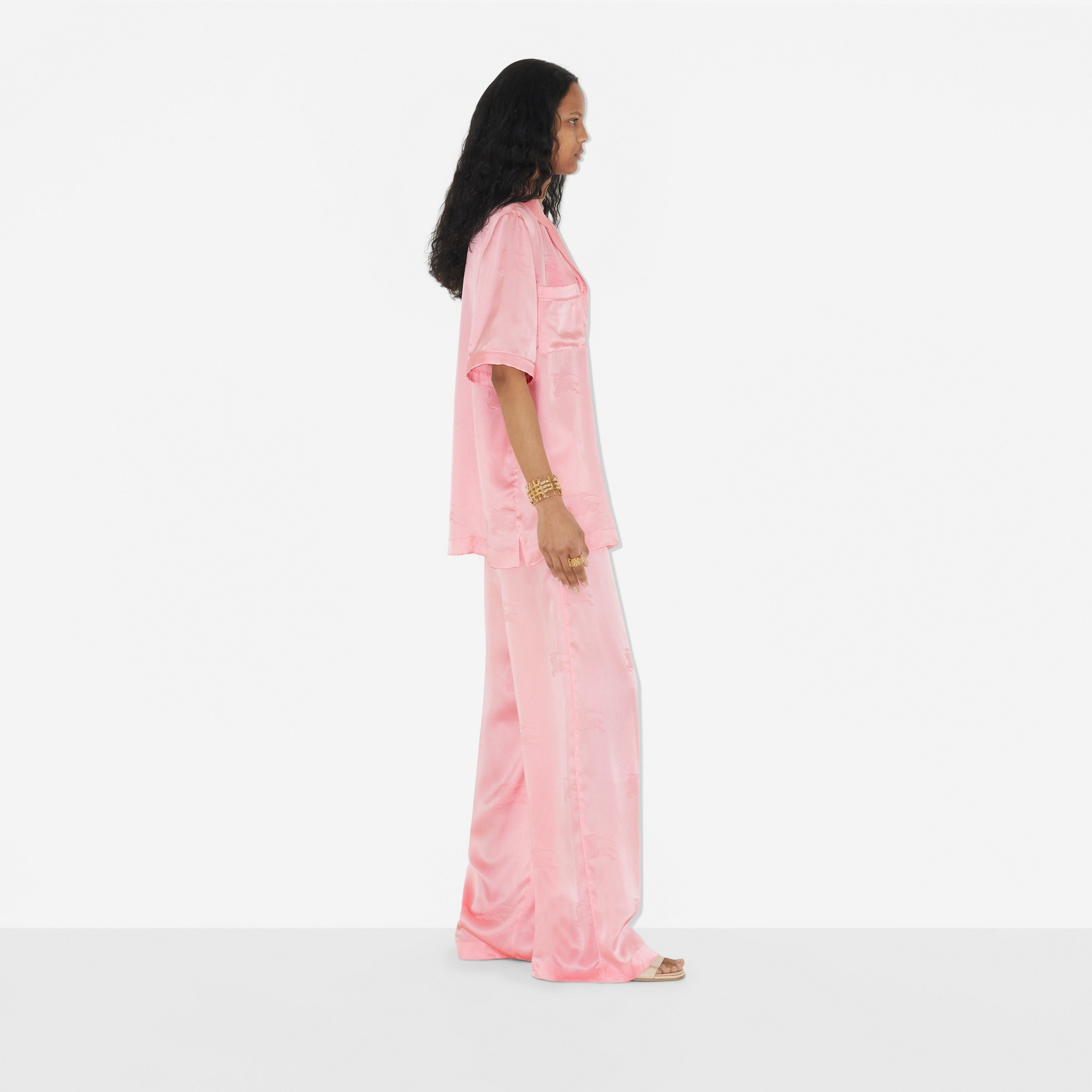EKD Silk Jacquard Wide-leg Trousers - 3