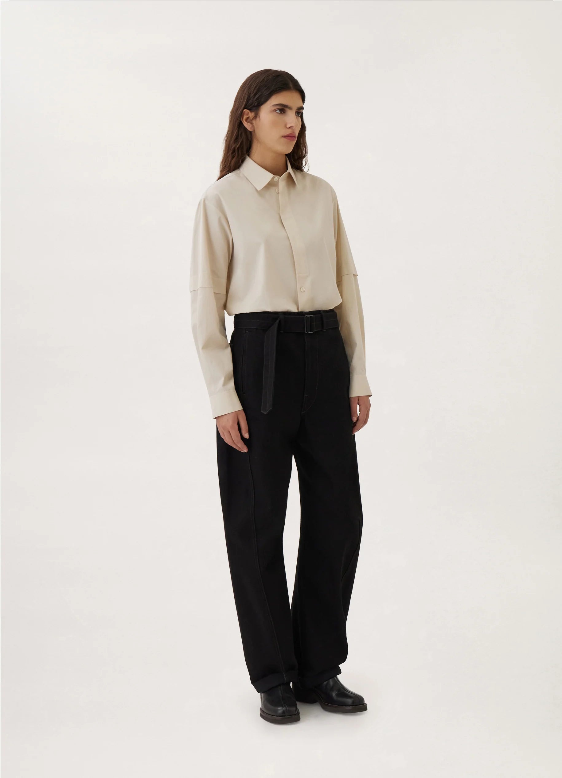 TWISTED BELTED PANTS
BLACK DENIM - 8