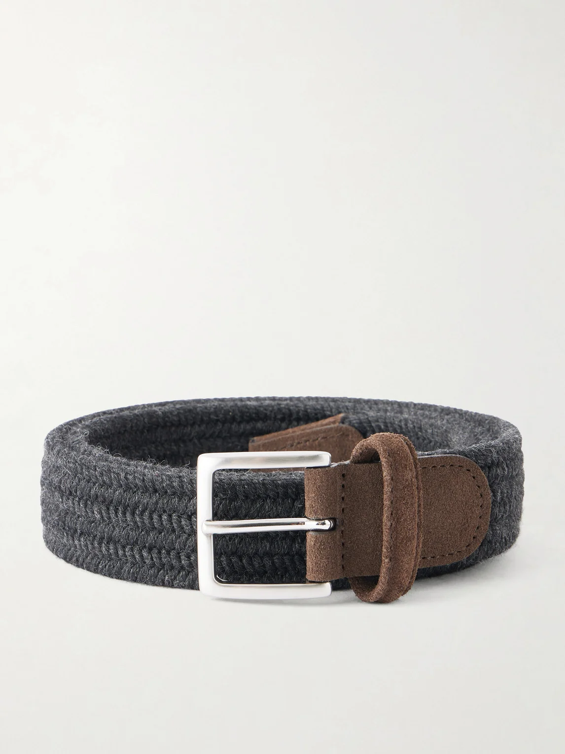 2cm Suede-Trimmed Braided Belt - 1