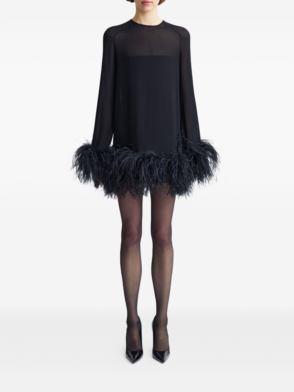Hodi feather-trim mini dress - 2
