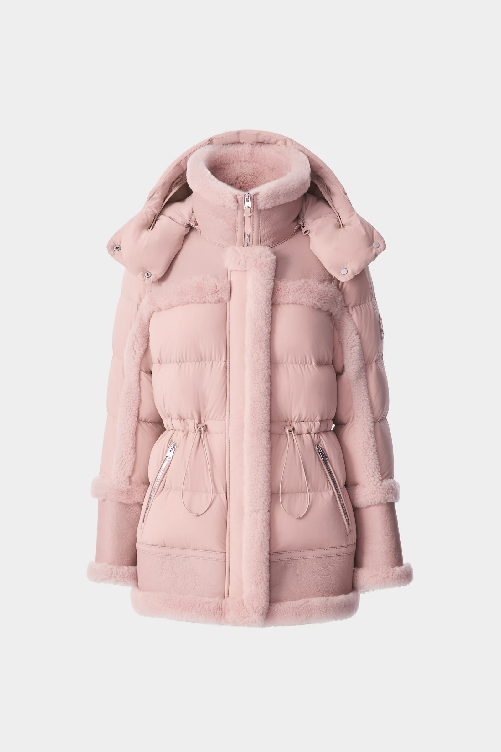 LILIBETH Mixed-media shearling down parka - 1