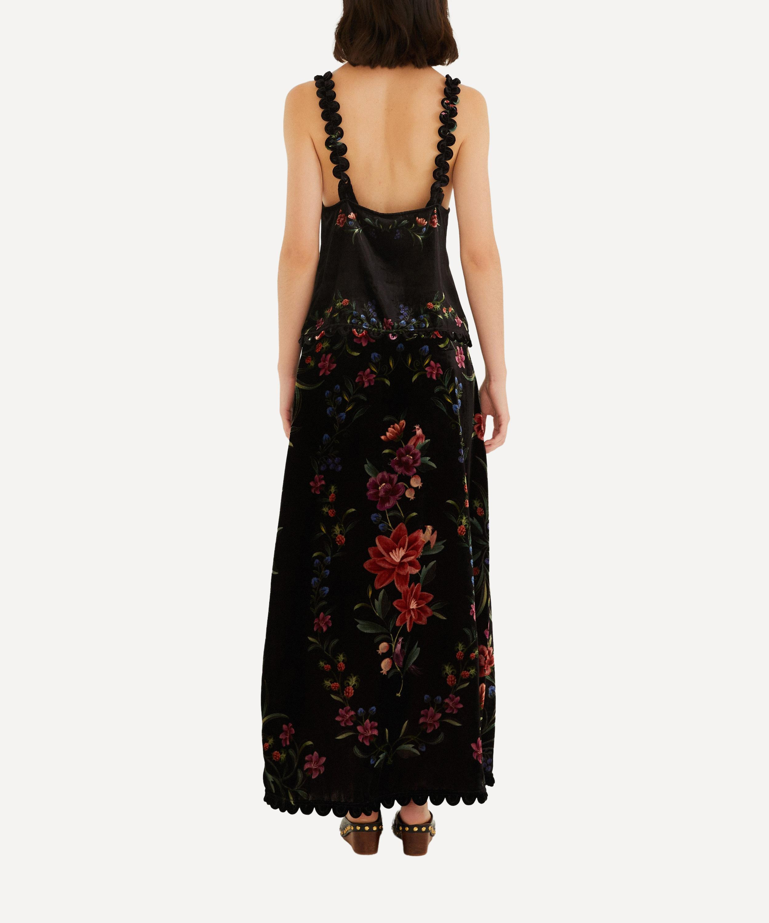 Black Belle Garden Scallop Hem Midi Skirt - 2