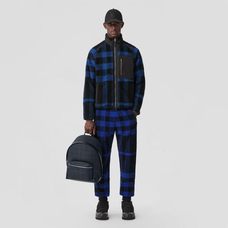 Exaggerated Check and Leather Backpack 6