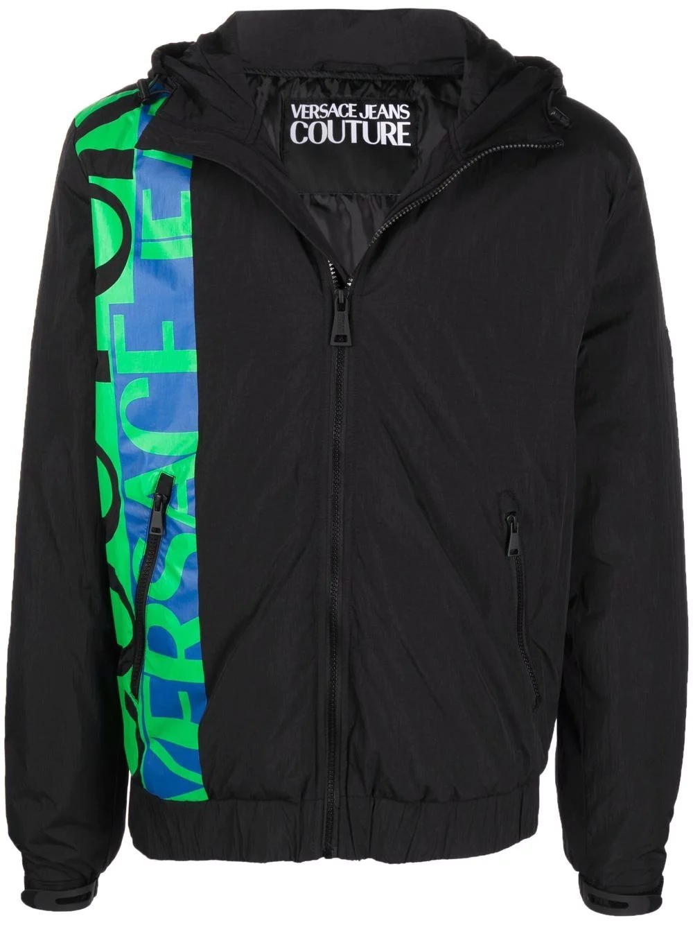 logo-print hooded bomber jacket - 1