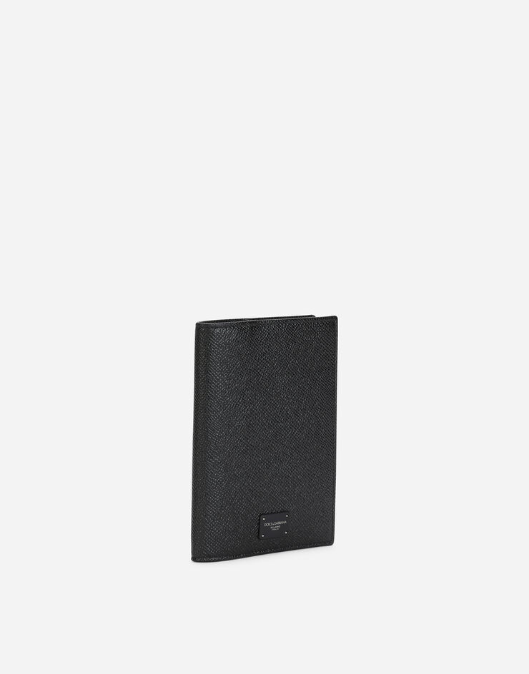 Dauphine calfskin passport holder with branded plate - 2