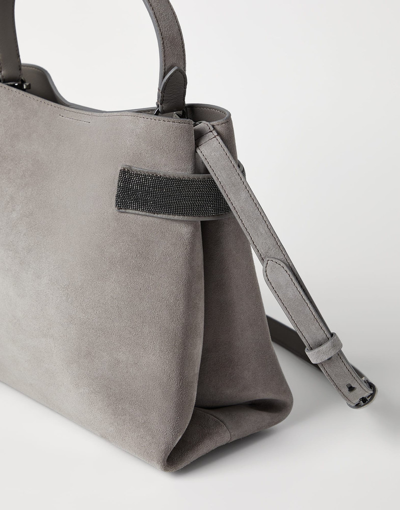 Essence top-handle bag in suede with precious bands 3