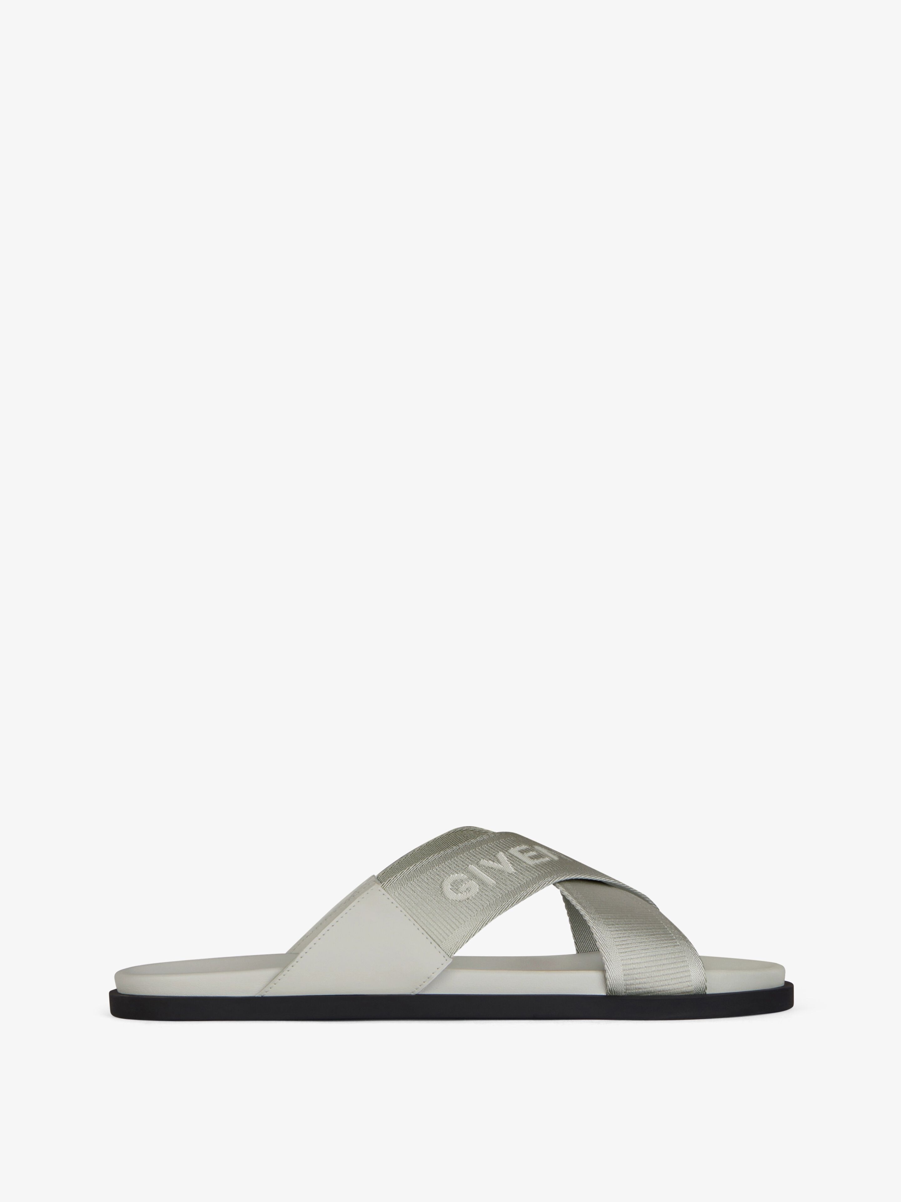 G PLAGE SANDALS WITH CROSSED STRAPS IN WEBBING - 1
