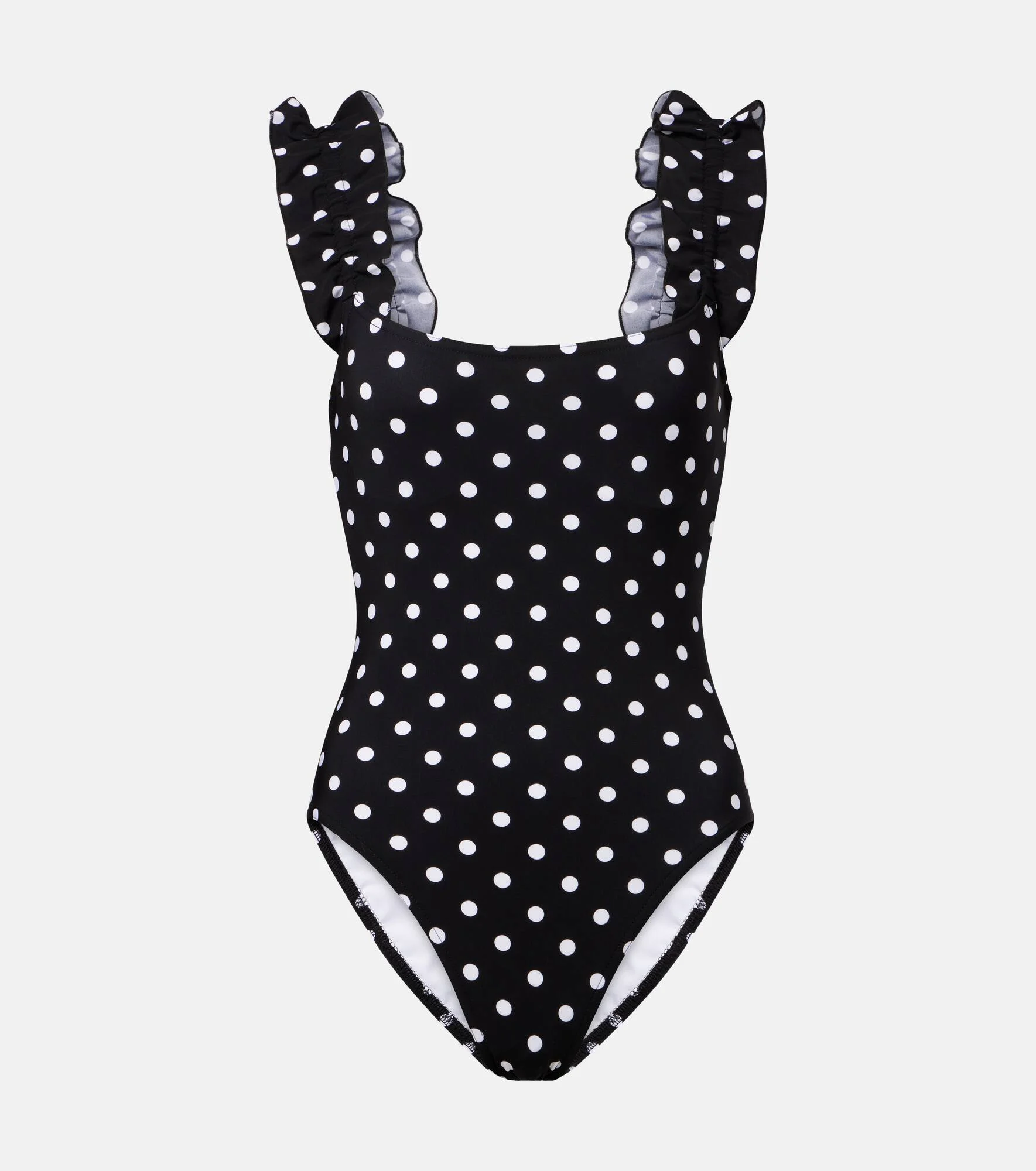 Polka-dot ruffled swimsuit - 1