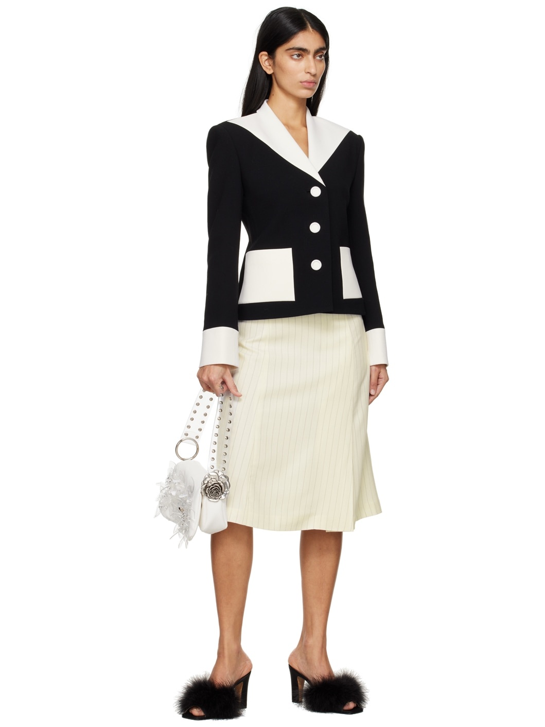 Off-White Pin Stripe Midi Skirt - 4