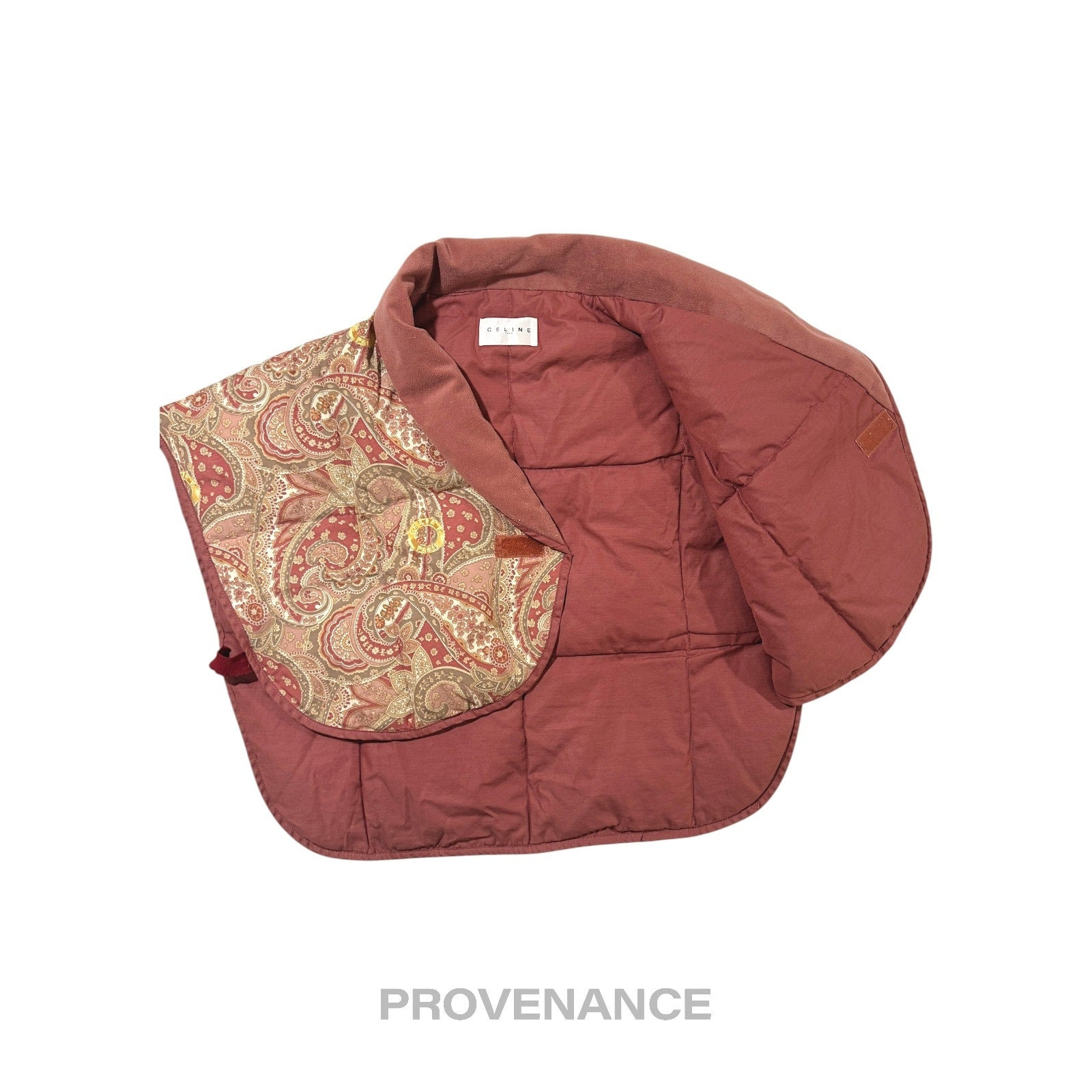 Celine Logo Padded Down Vest - Red Paisley - 3