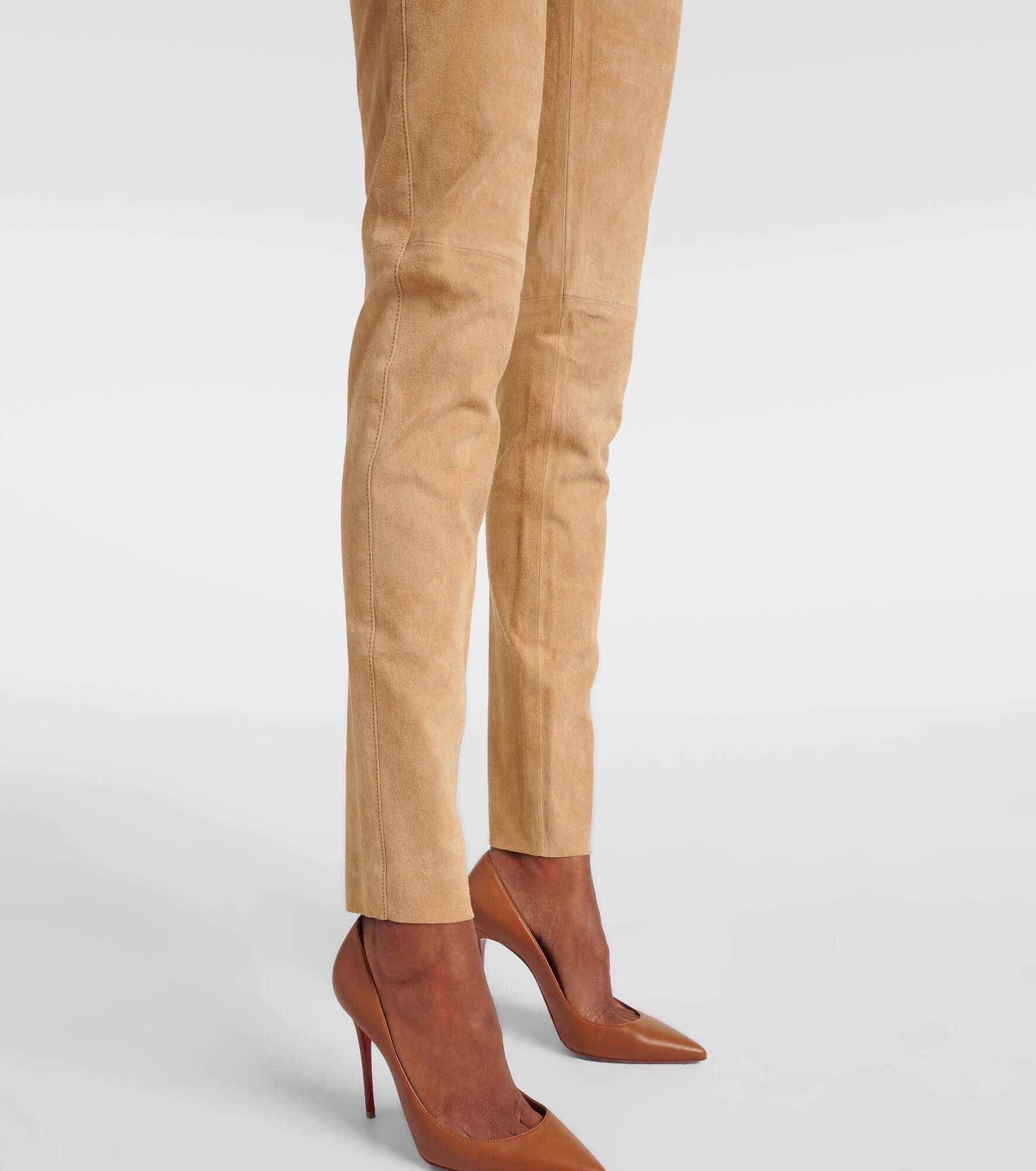 Mid-rise suede leggings - 5