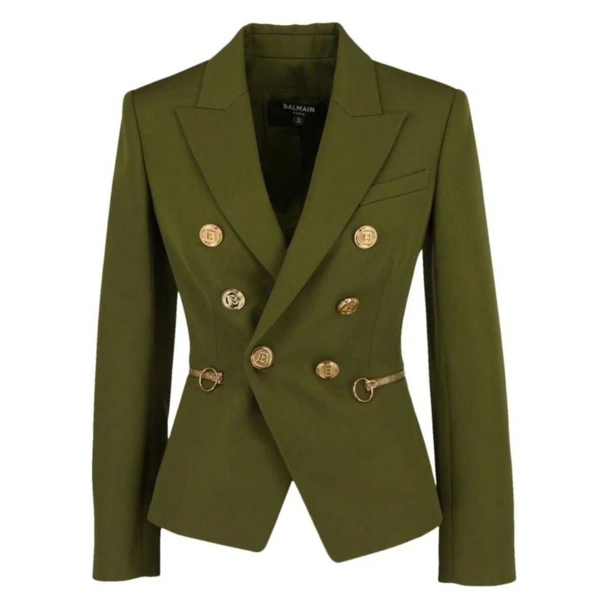 Green Wool Double-breasted Blazer - 1