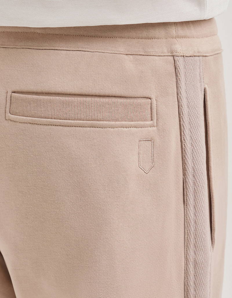 BEIGE COTTON BLEND JOGGERS WITH SIDE BAND 3