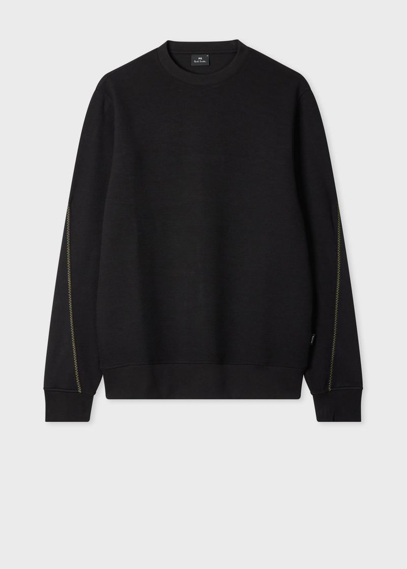 Black Textured Sweatshirt with Contrast Embroidery 1