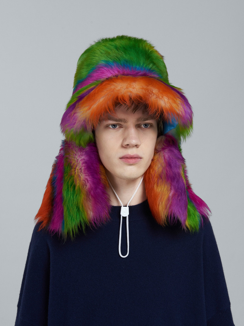 Marni STRIPED SHEARLING HAT outlook