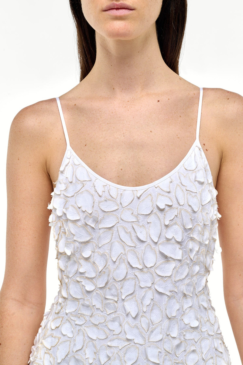 Nexus Embroidered Leaves Maxi Dress in Ivory Linen 6