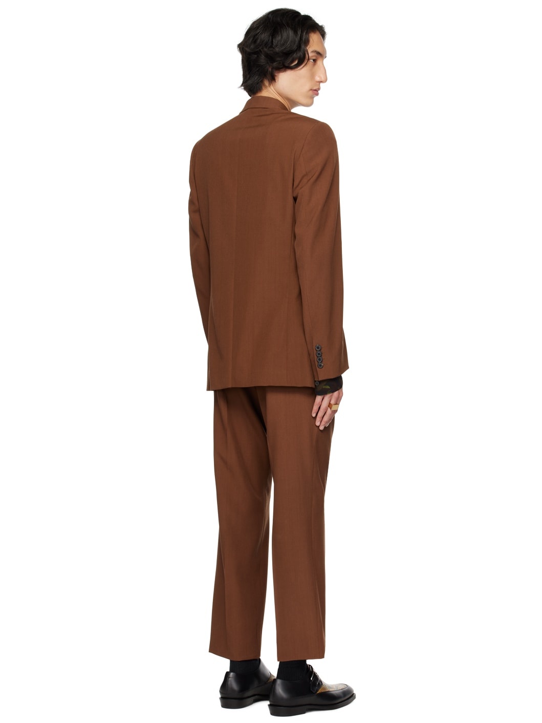 Orange Notched Lapel Suit - 3