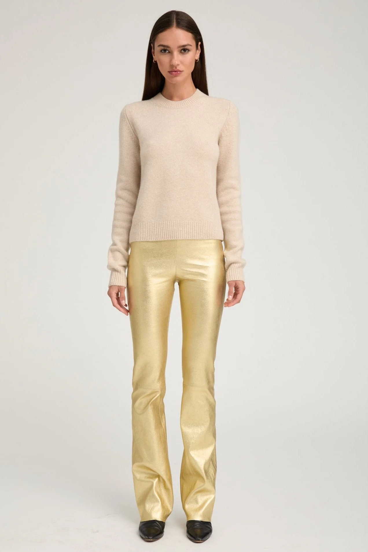 METALLIC GOLD LEATHER MICRO FLARE - 1