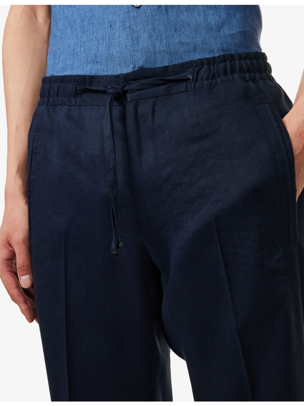 Straight-Leg Drawstring Linen-Blend Trousers - 5