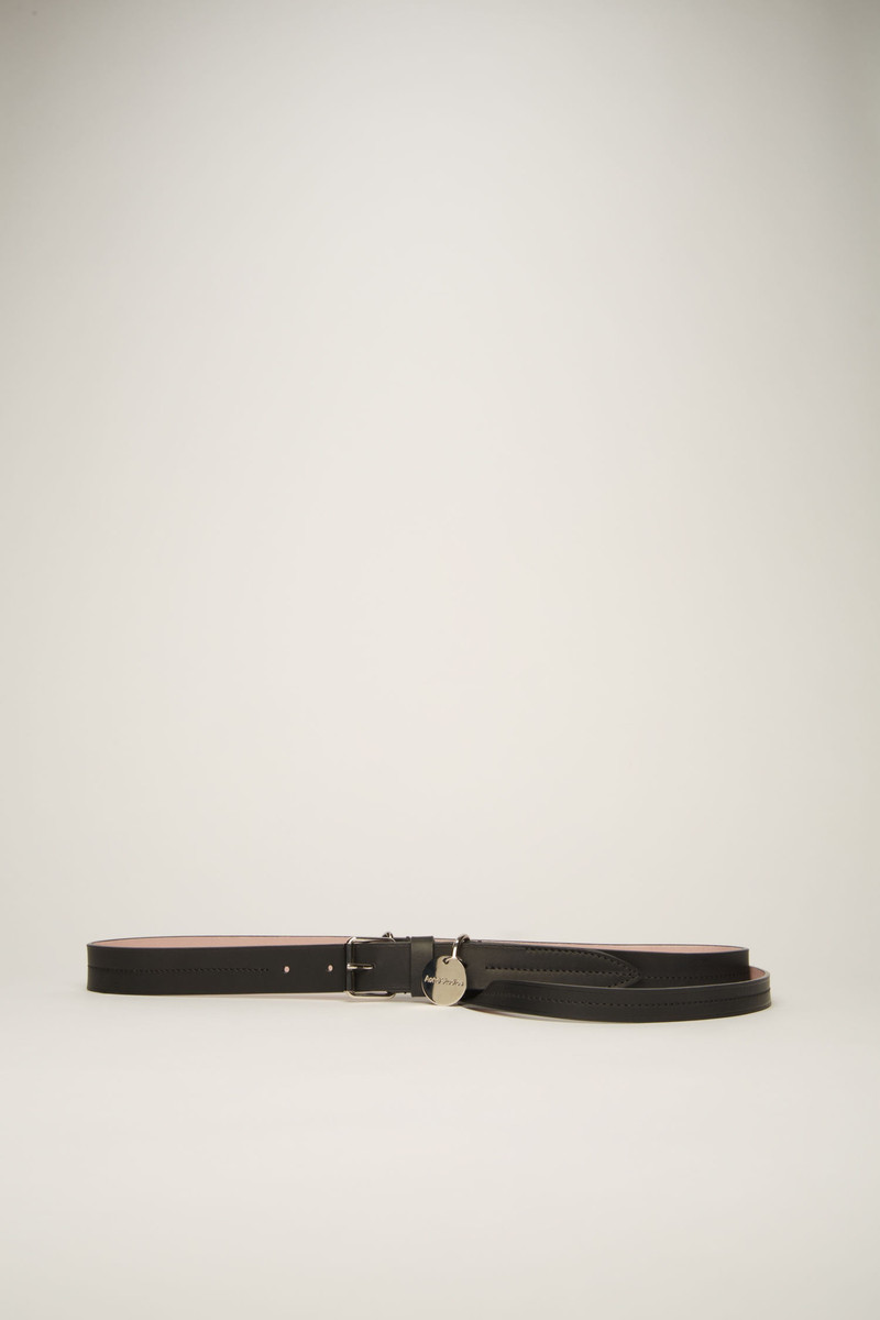 Harness leather belt black/pink 1