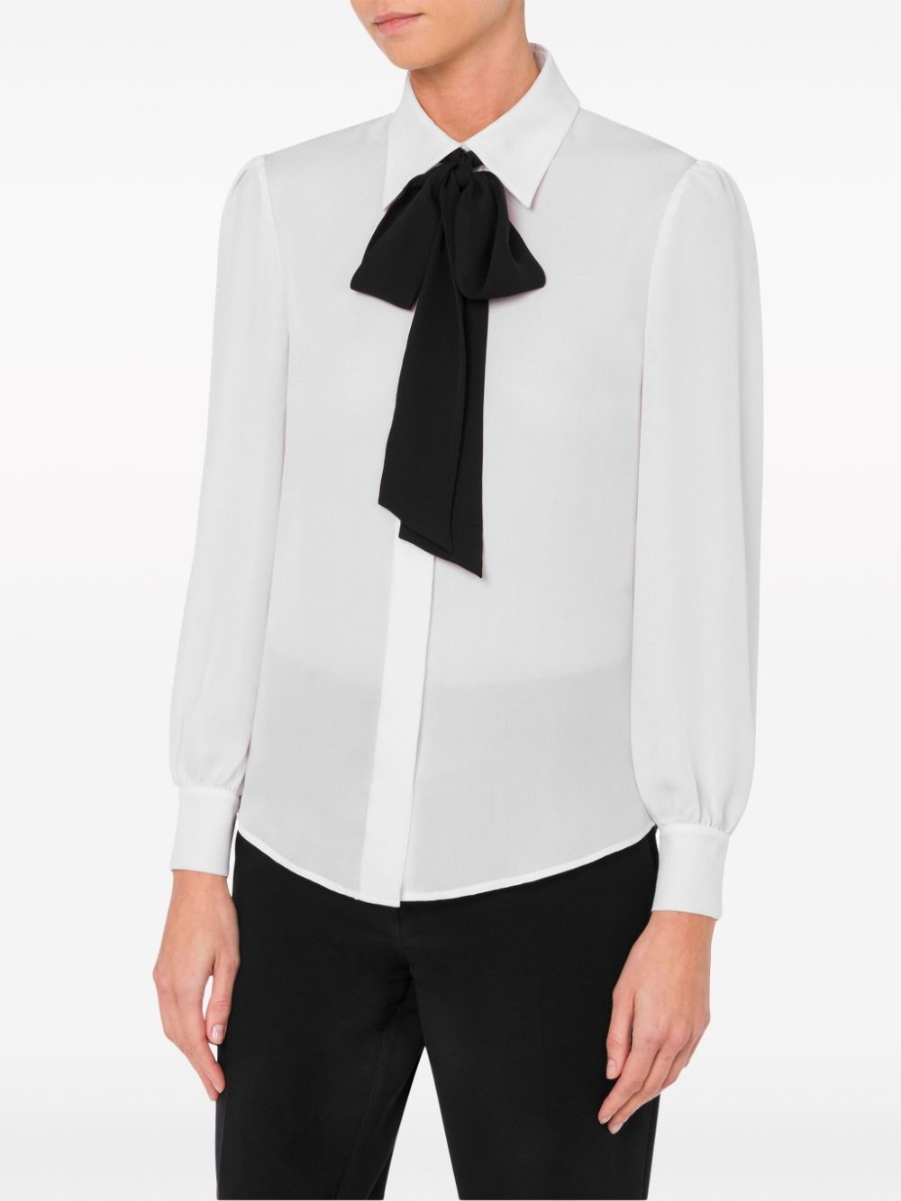 pussy bow-collar silk blouse - 2