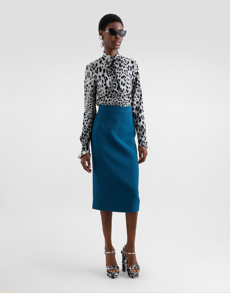 Dolce & Gabbana Leopard-print charmeuse shirt with pussy-bow outlook