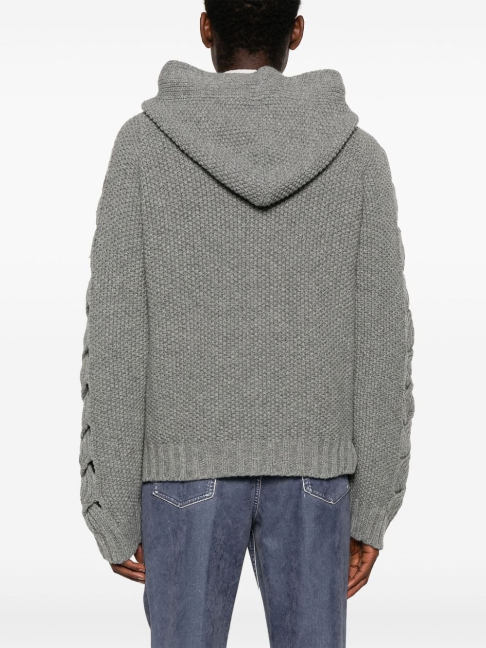 zip-up knitted hoodie - 4