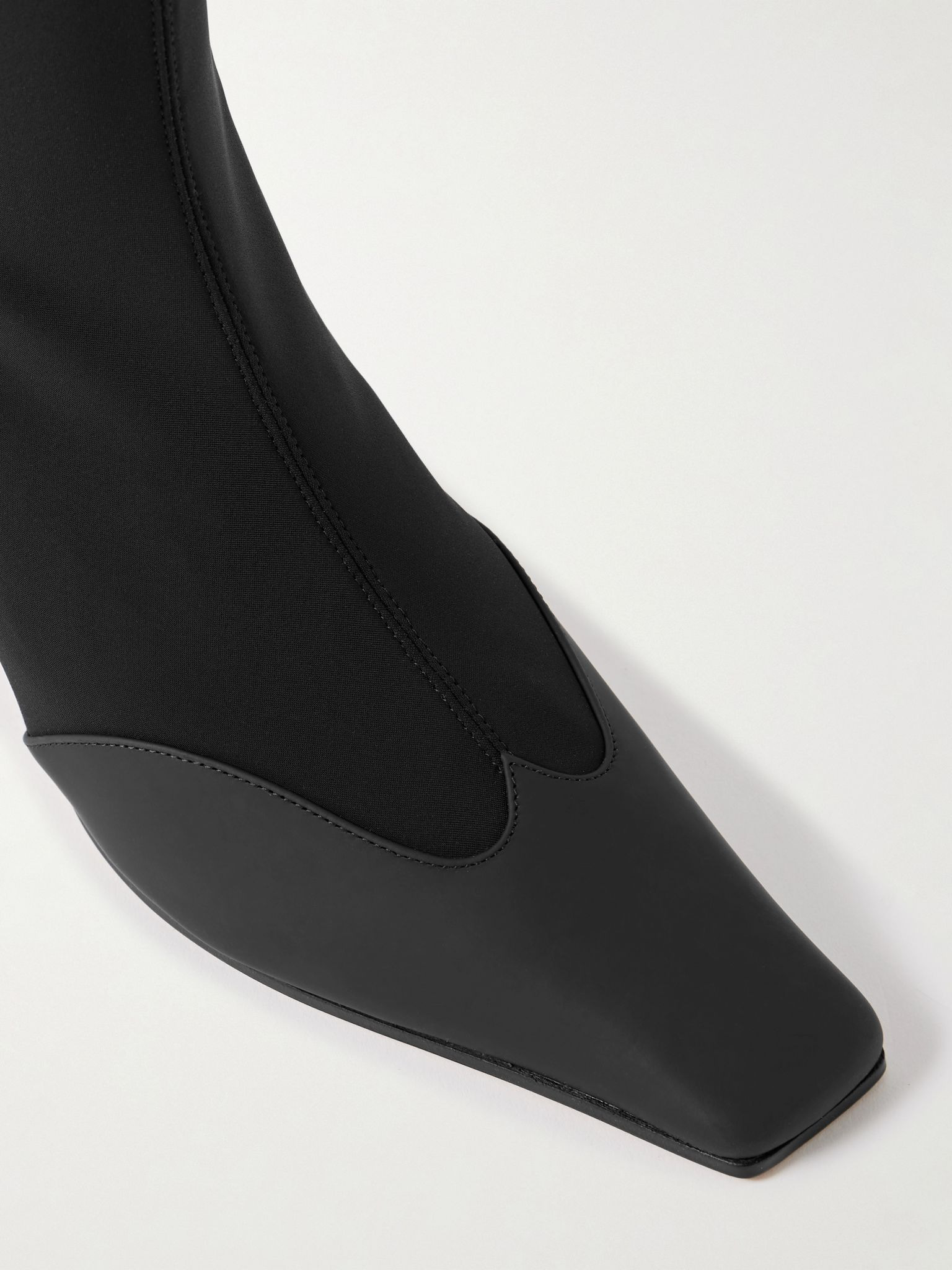 Nevada leather-trimmed stretch-knit ankle boots Black - 3