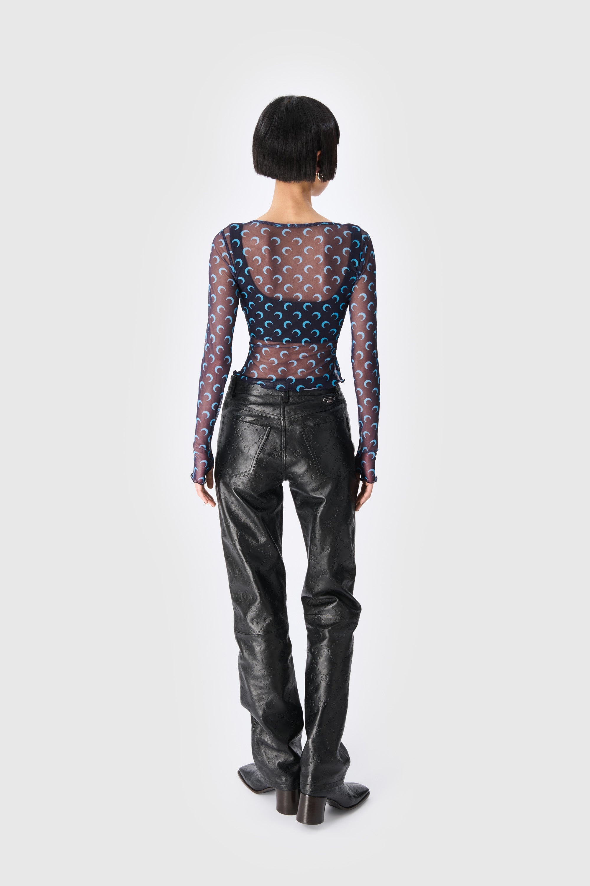 Moon Printed Mesh Second Skin Cropped Top - 4