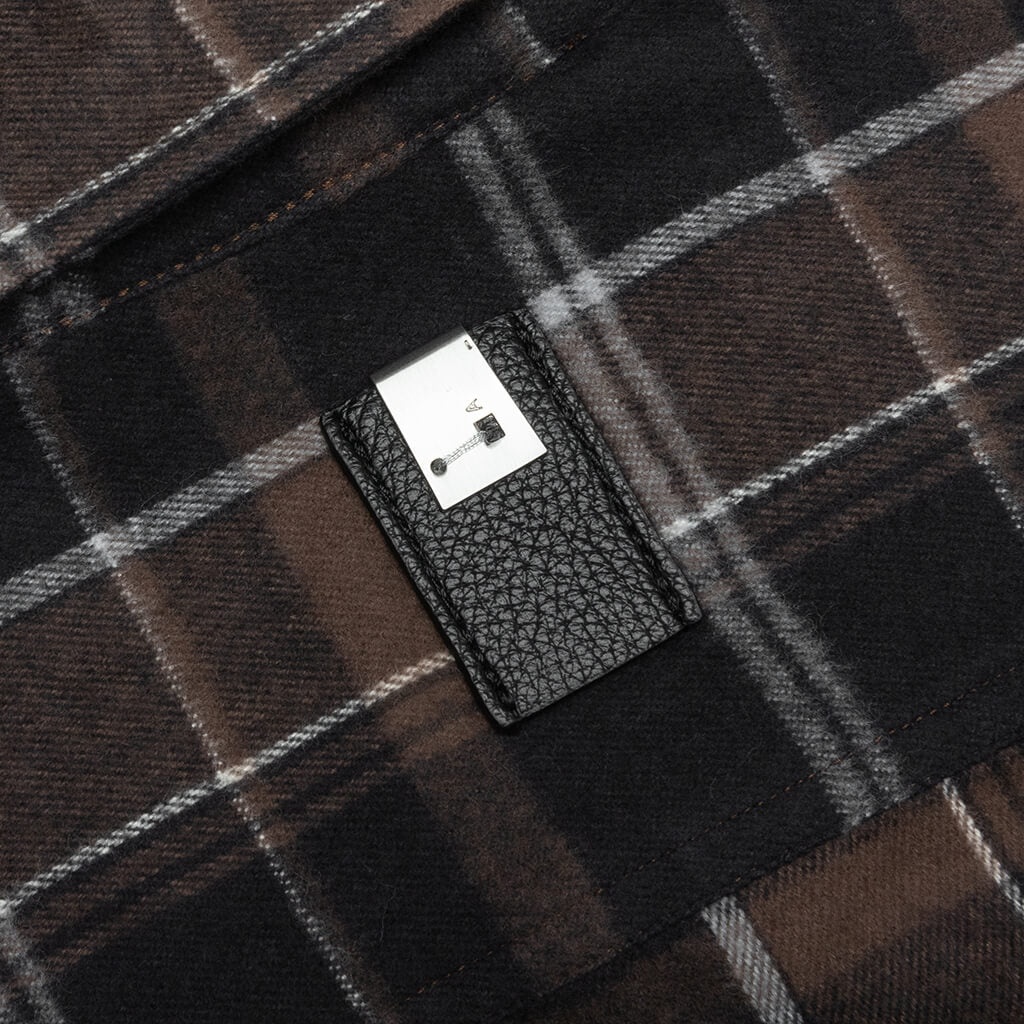 PLAID LOGO SHIRT - BROWN/BLACK - 4