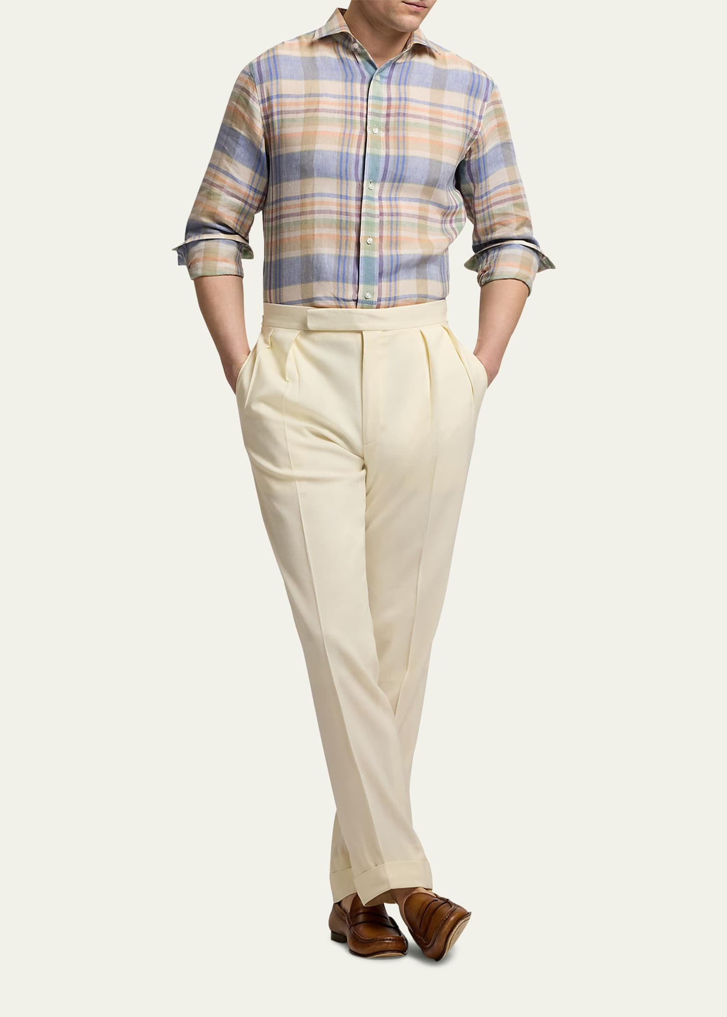 Men's Aston Linen Multicolor Plaid Sport Shirt - 2