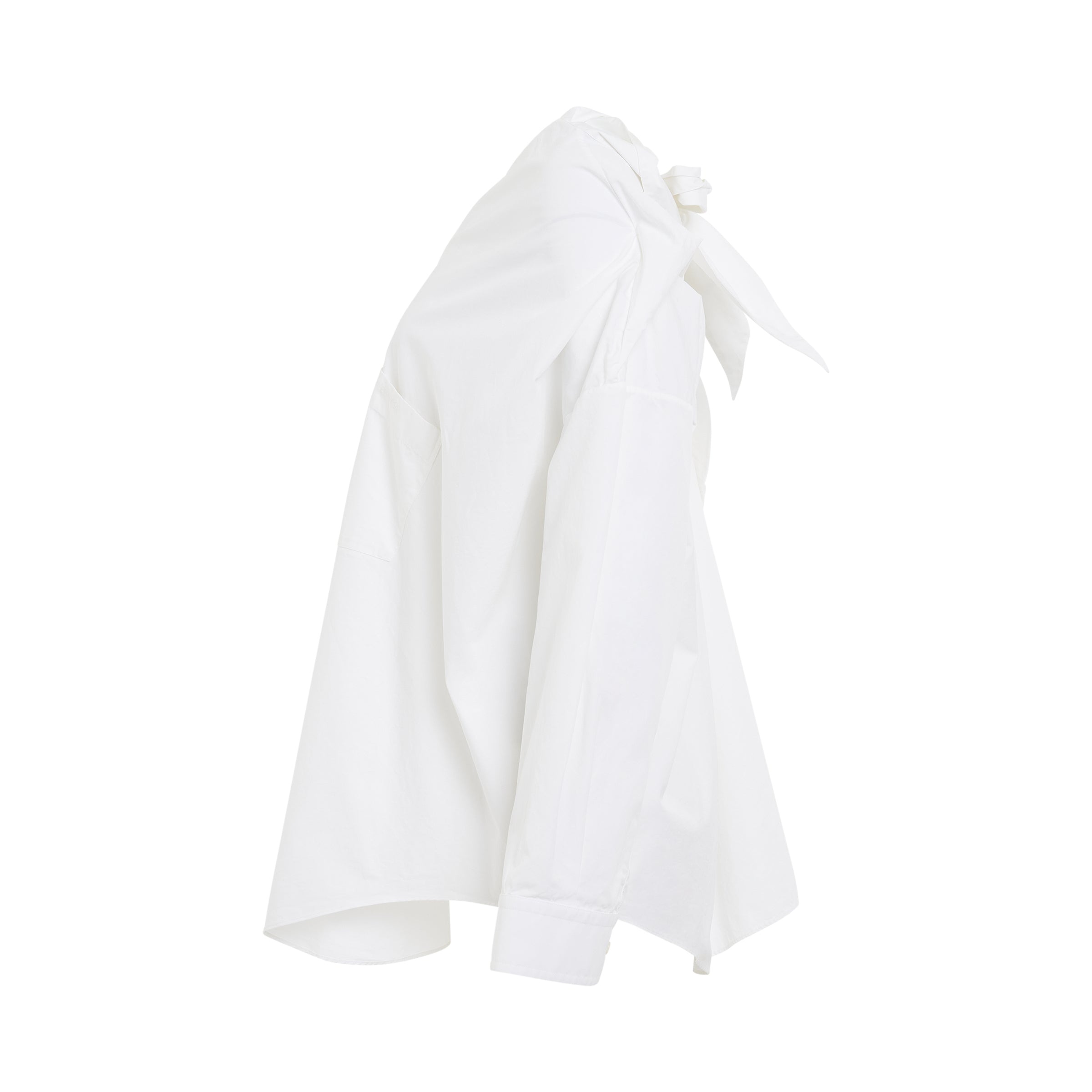 Knotted Vareuse Shirt in White - 3