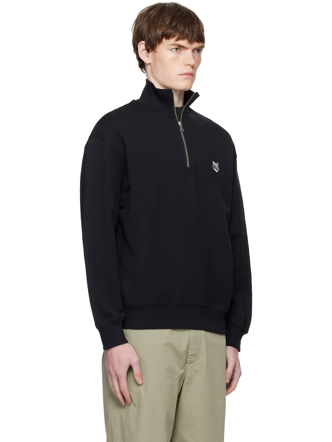 Black Fox Head Comfort Half Zip Sweatshirt - 2