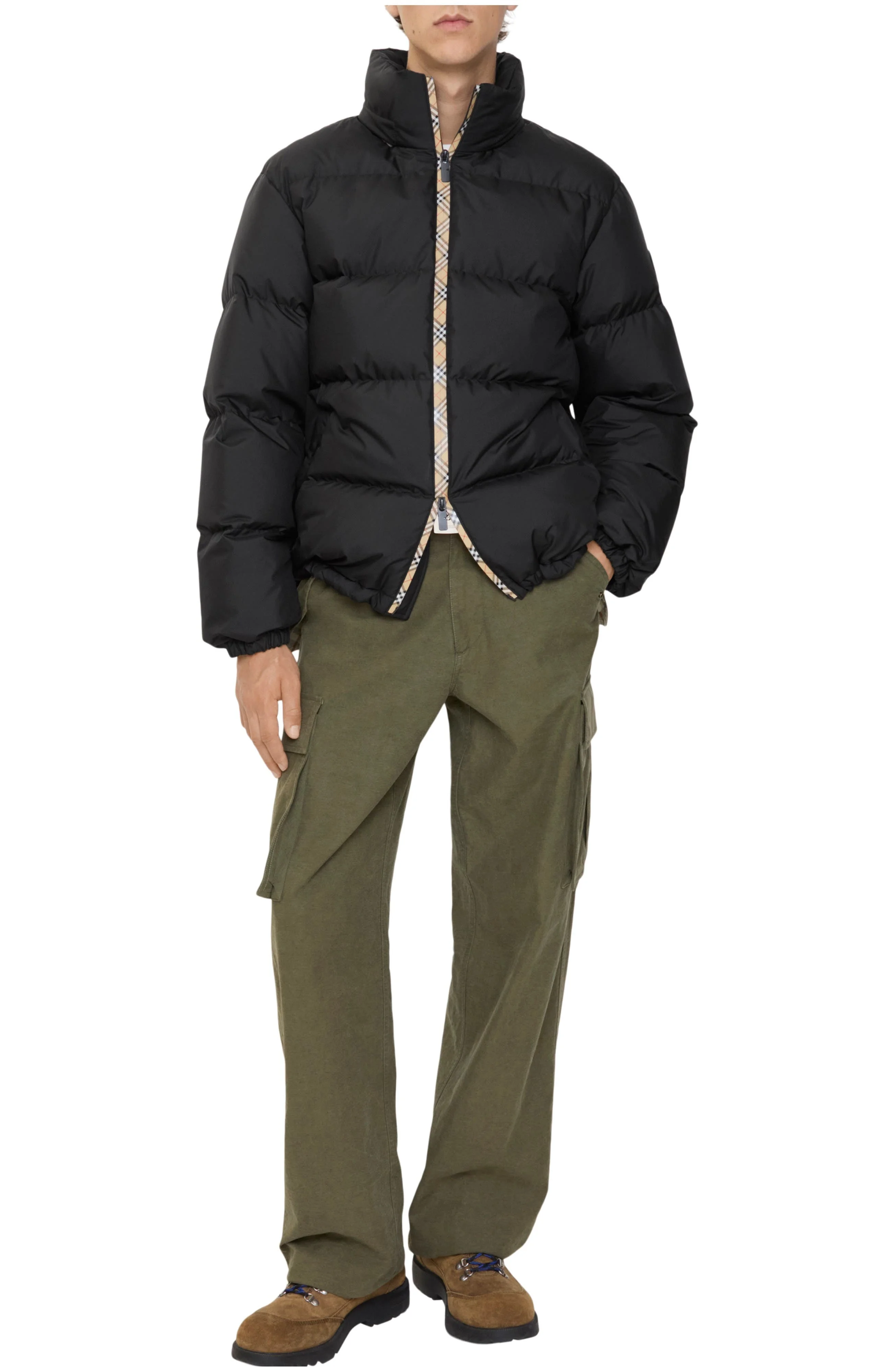 burberry Checker-tape Snowdon Puffer Jacket in Black at Nordstrom - 1