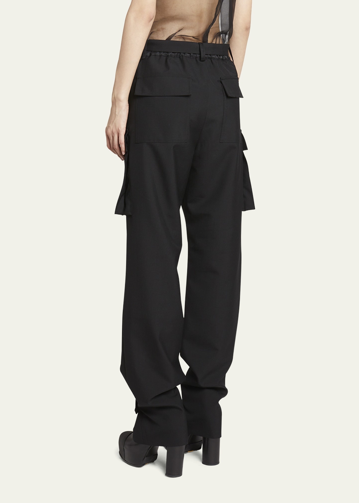 Belted Wool Cargo Trousers - 3