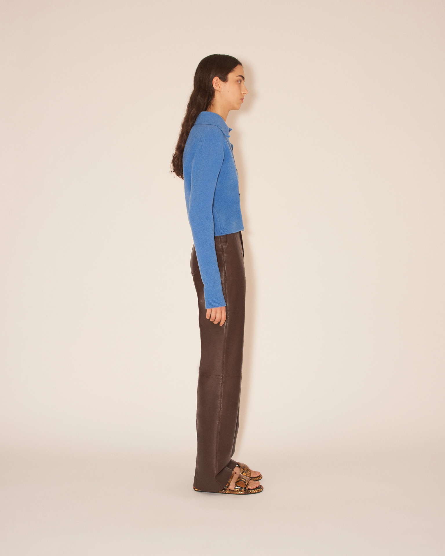 JOSI - Collared cropped cardigan - Blue - 4