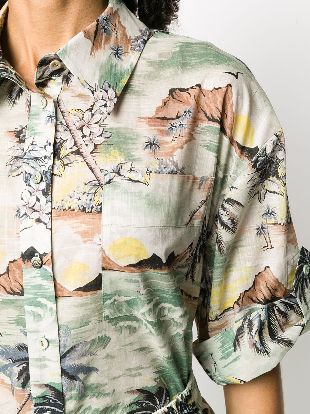 tropical print utility shirt - 5