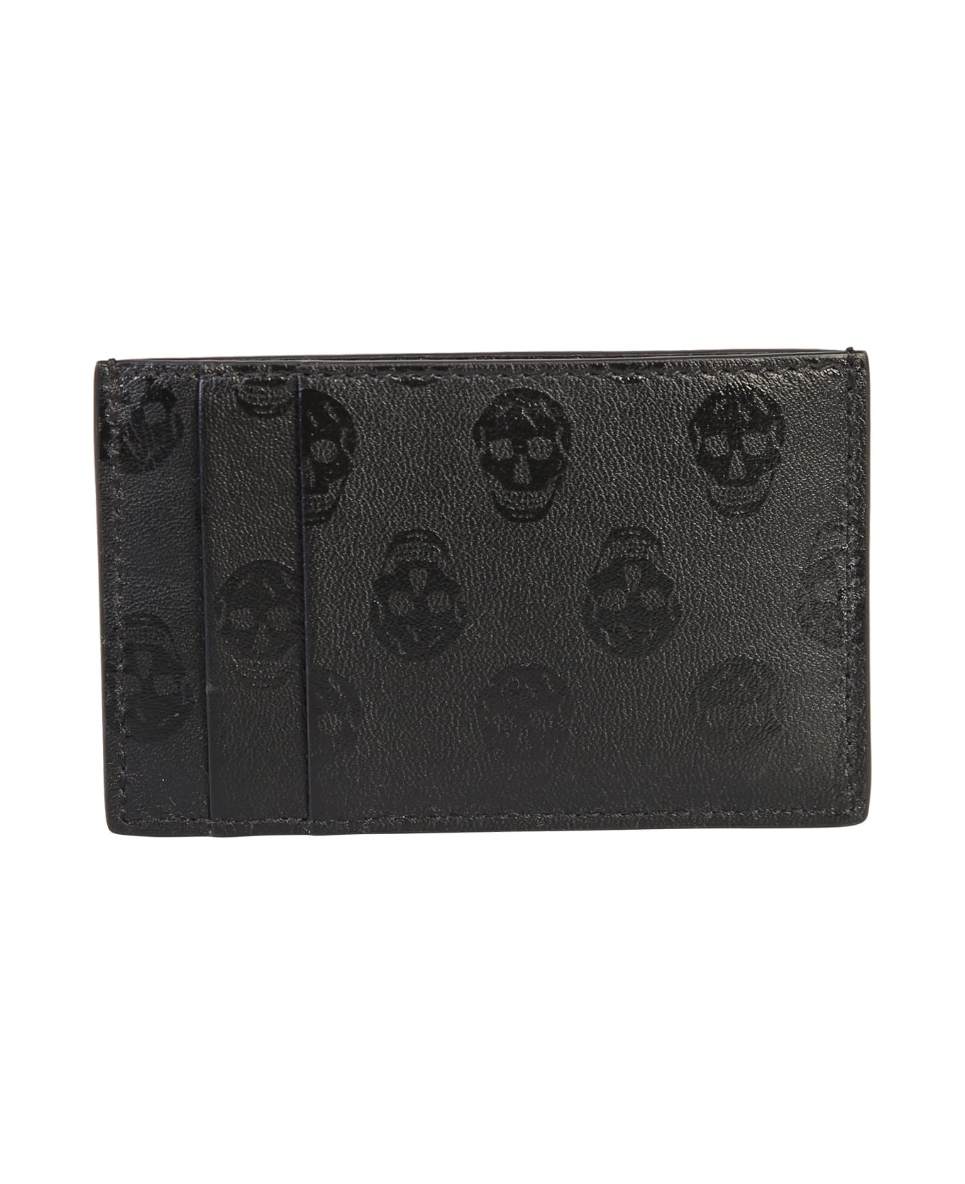 Leather Card Holder With Iconic Biker Skull Print - 2