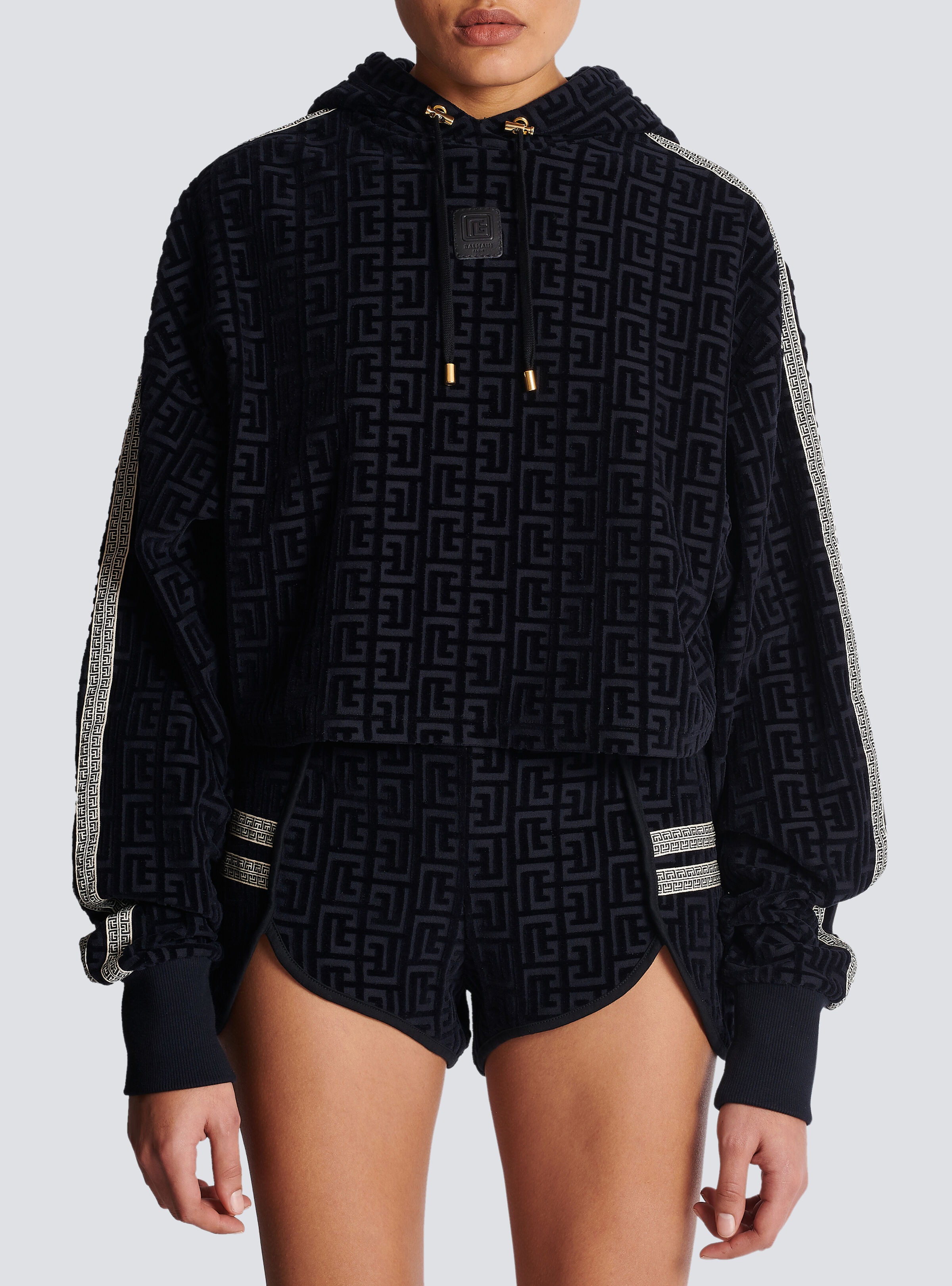 Monogrammed velvet cropped sweatshirt - 5