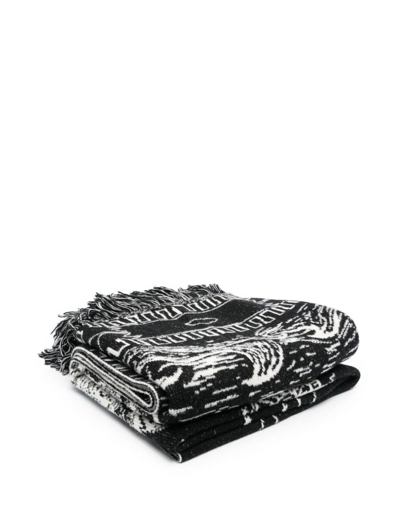 intarsia-knit frayed scarf 1
