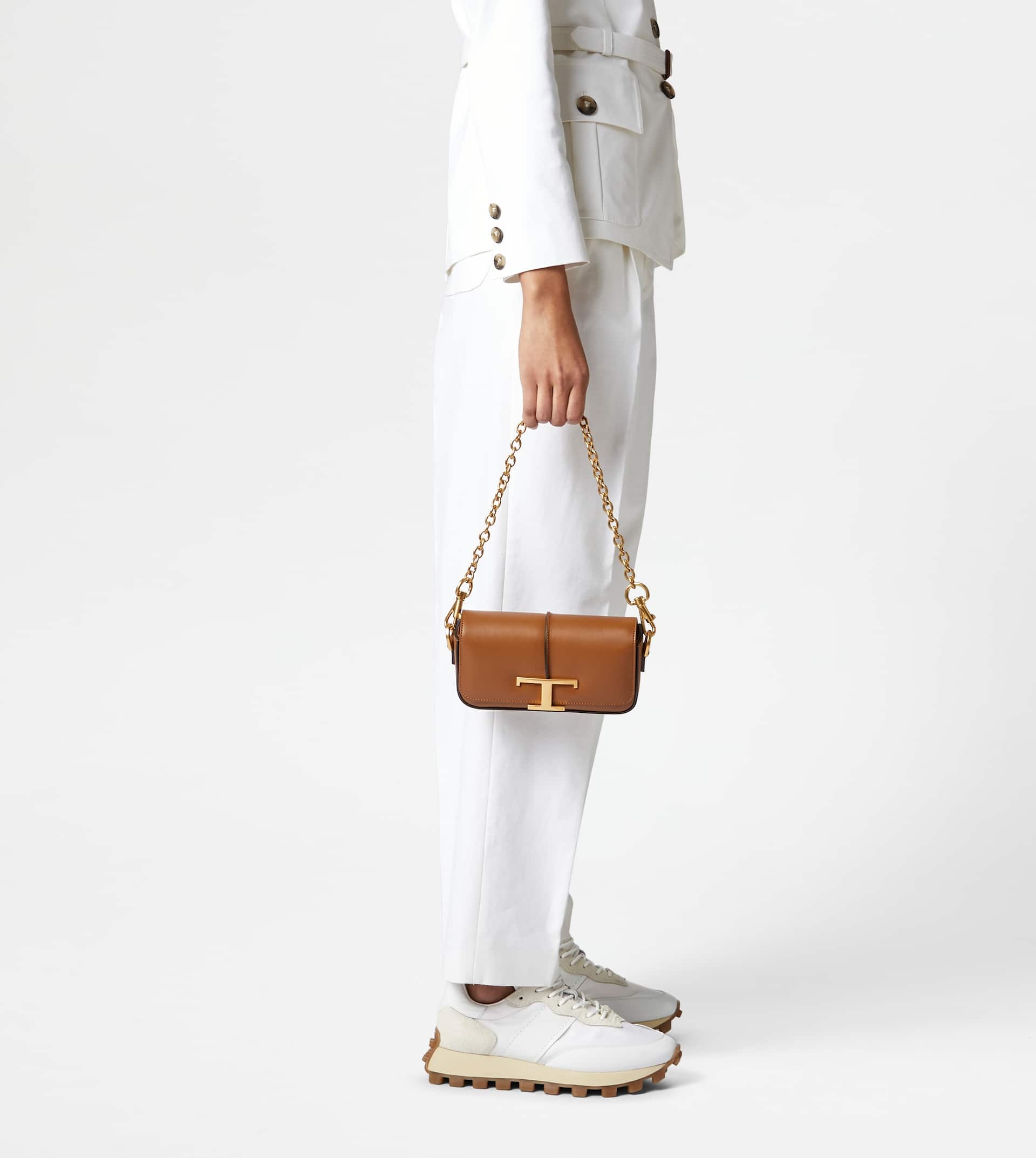 T TIMELESS CROSSBODY BAG IN LEATHER MINI - BROWN - 3
